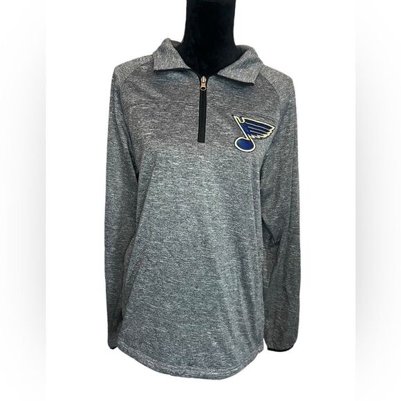 NHL ST LOUIS BLUES HOCKEY QUARTER ZIP LONG SLEEVE GRAY MENS PULLOVER SIZE SMALL - Picture 5 of 11
